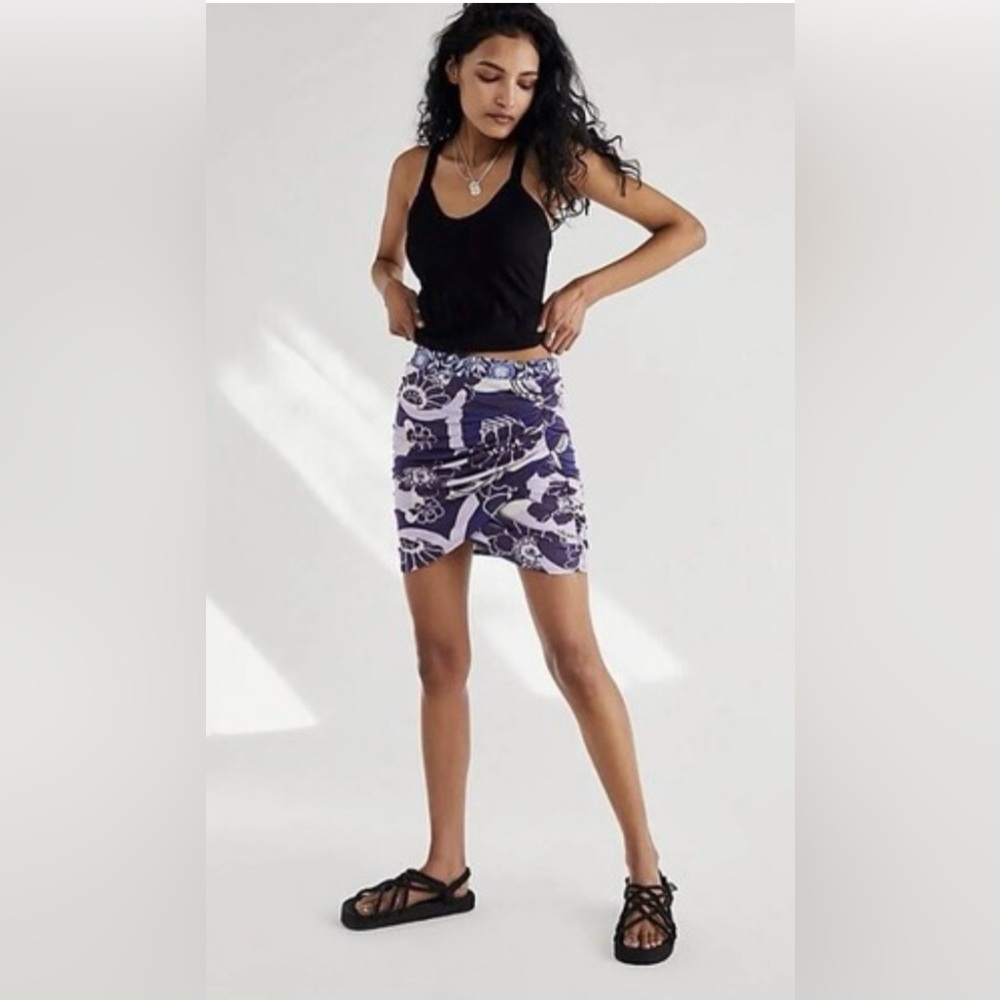 Free People floral faux wrap skirt size small